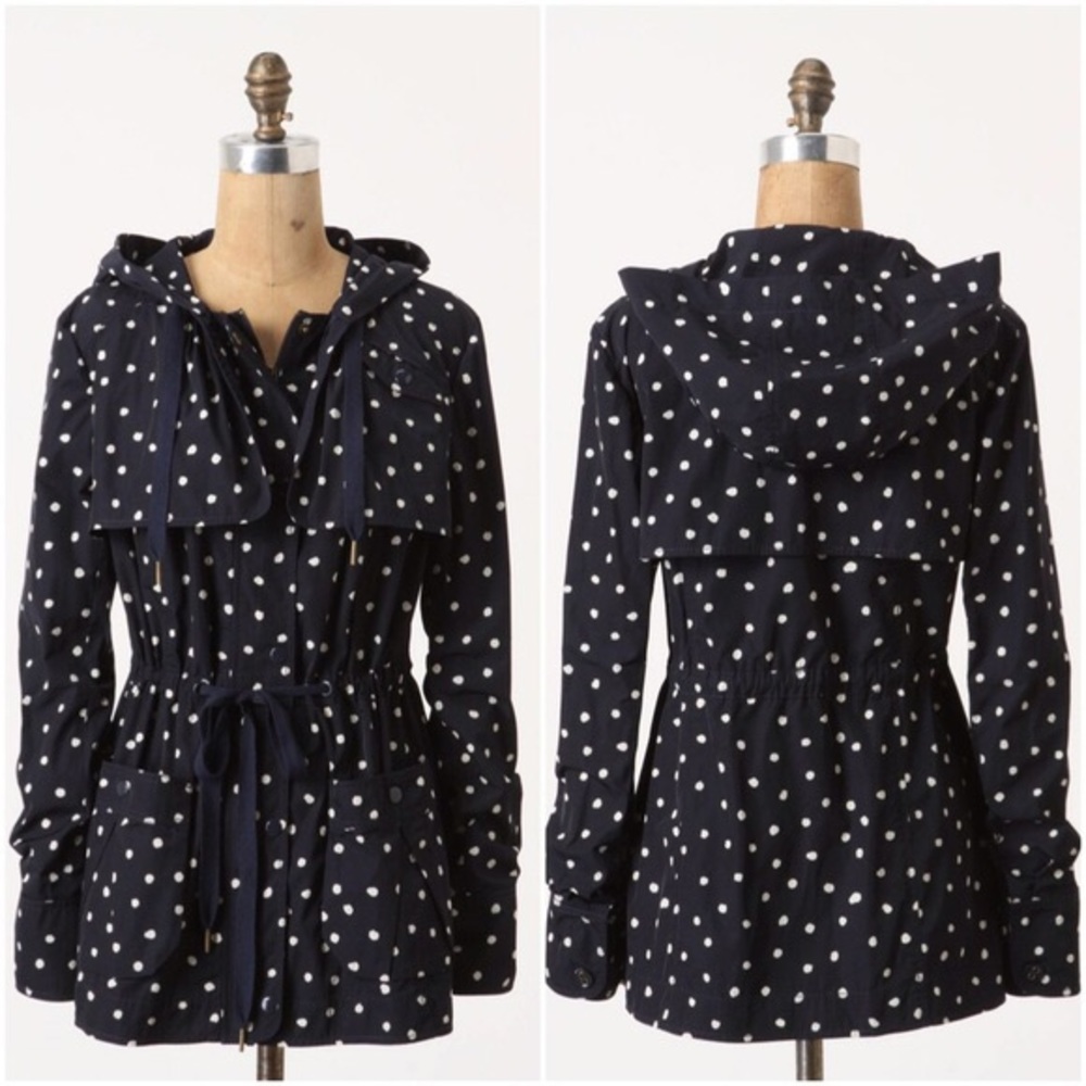 Anthropologie Rain Dotted Anorak Like New